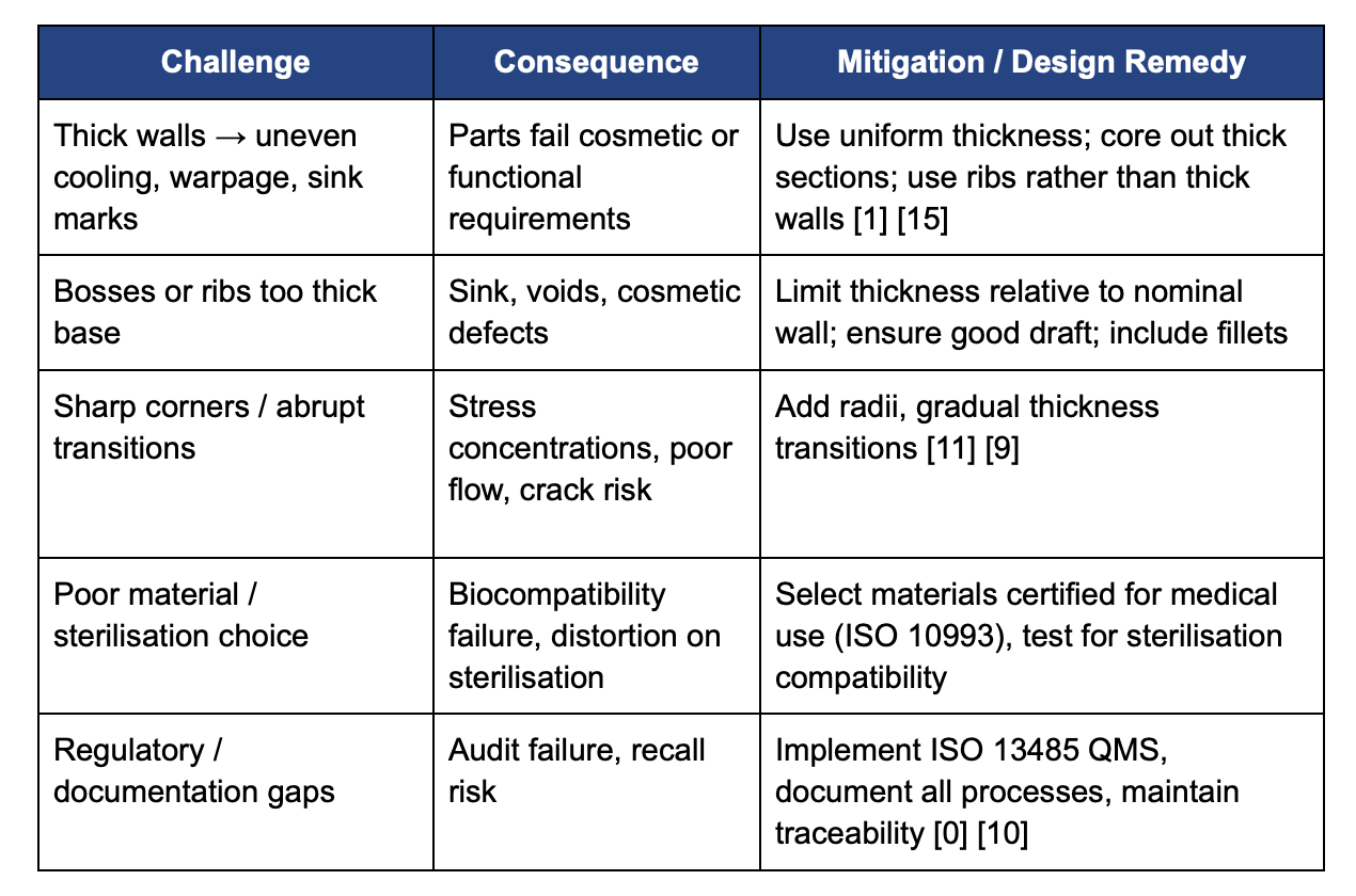 Common Challenges & Mitigation Strategies in DFM in Medical Injection Moulding